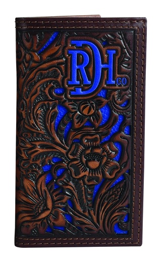 [24170481W2] RED DIRT HAT CO JR RODEO WALLET TOOLED W/COBALT INLAY