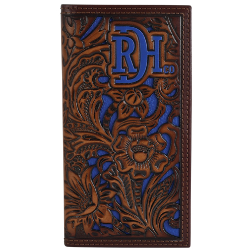 [24170876W2] RED DIRT HAT CO RODEO WALLET TOOLED W/COBALT INLAY