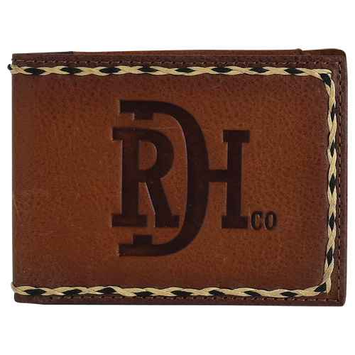 [24170881W19] RED DIRT HAT CO BIFOLD WALLET EMBOSSED LOGO W/BRAIDED EDGE