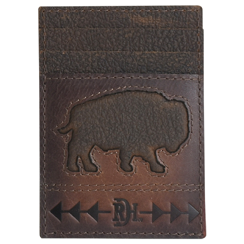 [24170875M12] RED DIRT HAT CO CARD WALLET RAISED BISON