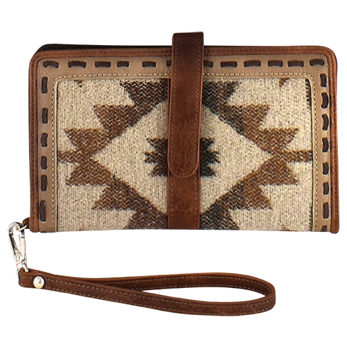[24184516W] JUSTIN LADIES  LARGE WALLET TAN AZTEC  BLANKET 