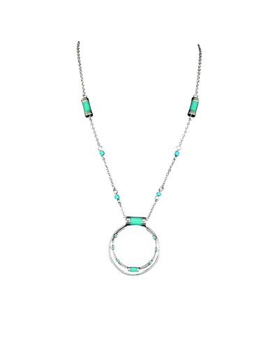 [2422020289] JUSTIN LADIES NECKLACE ENAMELED HOOP W/BARRELS