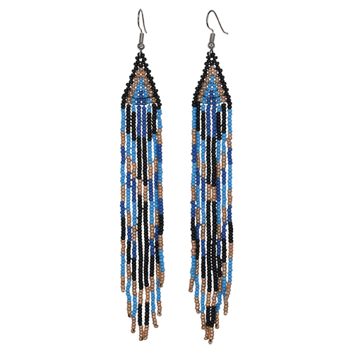 [24204EJ2] JUSTIN LADIES EARRINGS BLACK AND BLUE BEADED