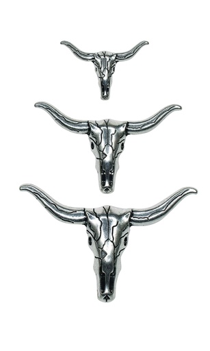 [2422021227] JUSTIN HAT PIN 3 PACK STEER SKULLS