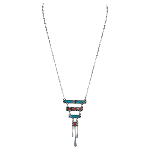 [2510010283] JUSTIN LADIES NECKLACE 4 TIER CHANDELIER WITH STONES