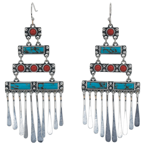 [2510010638] JUSTIN LADIES EARRINGS 4 TIER CHANDELIER WITH STONES