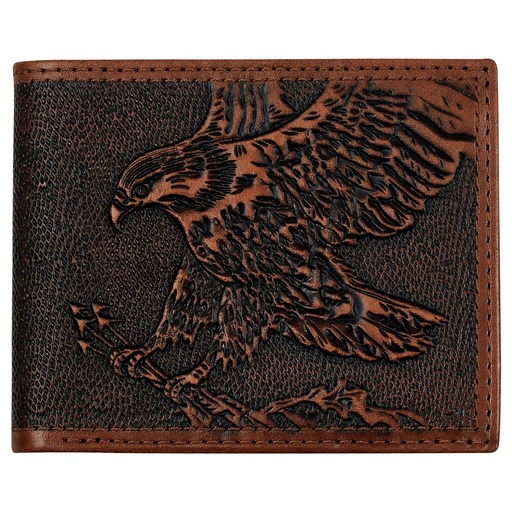 [2512391384] JUSTIN MENS GENUINE LEATHER LARGE BIFOLD WALLET EAGLE WITH ARROWS