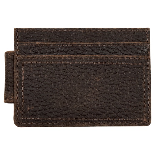 [2512396625] JUSTIN MENS GENUINE LEATHER SLIM CARD WALLET OILED BROWN TEXTURED 