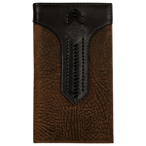 [2512395667] JUSTIN MENS GENUINE LEATHER RODEO WALLET OILED TEXTURED WITH STITCHED YOKE