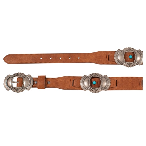 [2510360245] CATCHFLY LADIES BELT TAN W/LARGE CONCHOS AND STONES
