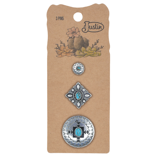 [2510101221] JUSTIN PIN 3 PACK SMALL CONCHO
