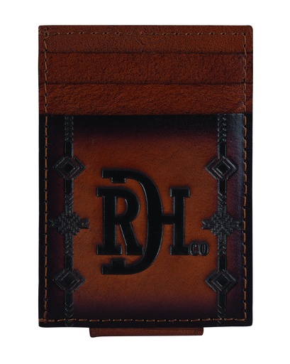 [2510138759] RED DIRT HAT CO CARD CASE W/MAGNET CLIP BURNISHED W/ AZTEC PATTERN