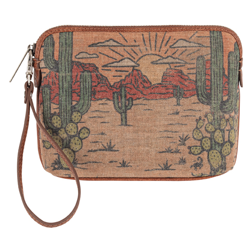[2510425261] RED DIRT HAT CO LADIES COSMETIC POUCH W/DESERT SCAPE