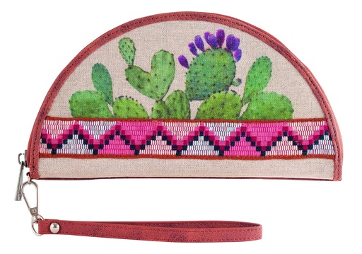 [2510111104] CATCHFLY LADIES SEMICIRCLE WALLET PRICKLY PEAR CACTUS