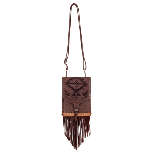 [2511329544] CATCHFLY LADIES SADDLE POUCH BROWN W/ DESIGN