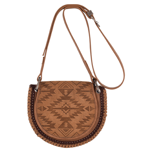 [2511320142] CATCHFLY LADIES SADDLE BAG TAN W/DESIGN