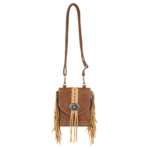 [2510439541] JUSTIN LADIES SADDLE POUCH TAN W/CONCHO