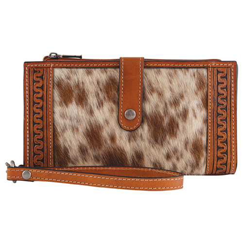 [2510257252] JUSTIN LADIES WALLET TAN SERPENTINE W/HAIR ON