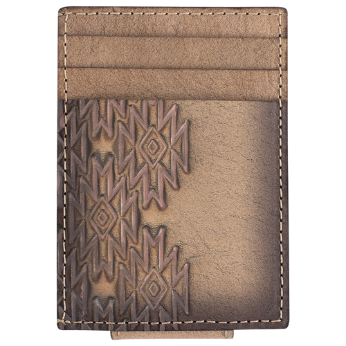 [2520638751] RED DIRT HAT CO CARD CASE W/MAGNET CLIP TAN AZTEC DESIGN