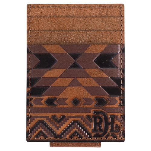 [2520638754] RED DIRT HAT CO CARD CASE W/MAGNET CLIP BROWN SOUTHWESTERN DESIGN