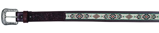 [2520510243] RED DIRT HAT CO LADIES BELT BROWN W/TURQUOISE SEED BEADED INLAY