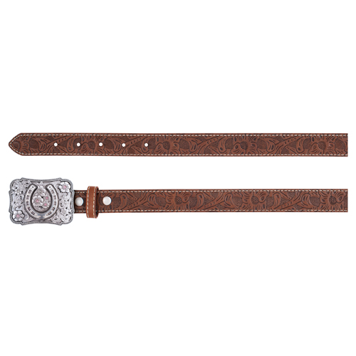 [2521110251] CATCHFLY GIRLS BELT BROWN TOOLED BELT