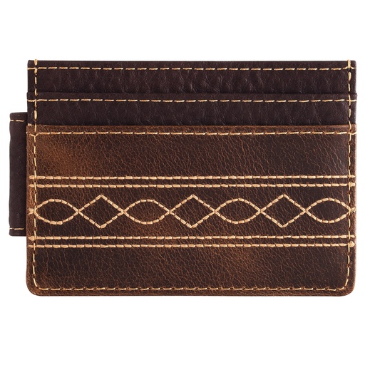 [2520576624] JUSTIN MENS GENUINE LEATHER SLIM CARD WALLET WITH STITCHING