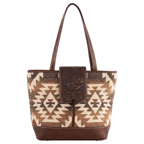 [2521103091] JUSTIN LADIES TOTE TAN AZTEC BLANKET 