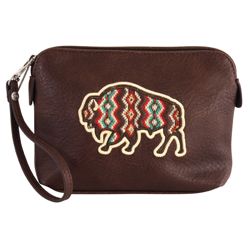[2521045262] RED DIRT HAT CO LADIES COSMETIC POUCH W/BISON EMBROIDERY