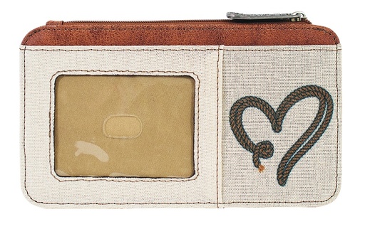 [2521495021] JUSTIN LADIES CARD ORGANIZER CANVAS W/BROWN HEART