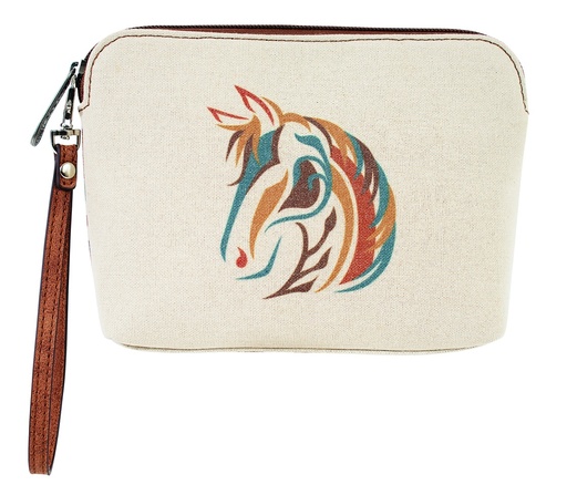 [2521495262] JUSTIN LADIES COSMETIC POUCH CANVAS W/HORSE HEAD