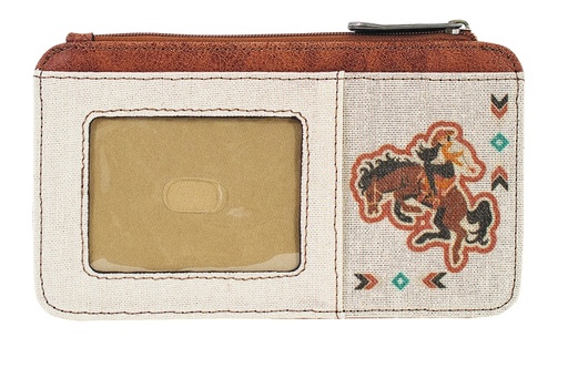 [2521495024] JUSTIN LADIES CARD ORGANIZER CANVAS W/BRONCO AND COWGIRL