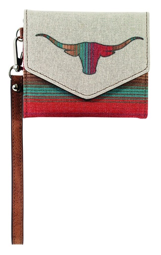 [2521496265] JUSTIN LADIES MINI WALLET CANVAS W/STRIPED LONGHORN