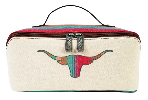 [2521499475] JUSTIN LADIES COSMETIC CASE WITH STRIPED LONGHORN