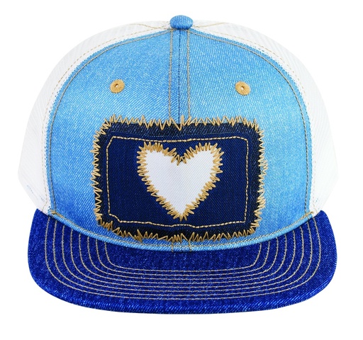 [2520721729] CATCHFLY LADIES FLAT BILL CAP DENIM WITH WHITE HEART