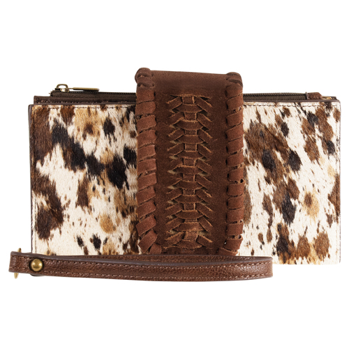 [2610477251] CATCHFLY LADIES WALLET GENUINE HAIR ON W/BRAIDED STRAP