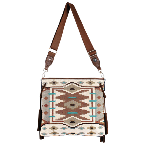 [2611271011] JUSTIN LADIES CROSSBODY BONE JACQUARD W/SOUTHWESTERN DESIGN