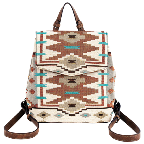[2611275971] JUSTIN LADIES MINI BACKPACK BONE JACQUARD W/SOUTHWESTERN DESIGN