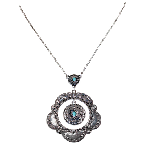 [26102NJ1] JUSTIN LADIES NECKLACE CONCHO HOOP WITH PENDANT