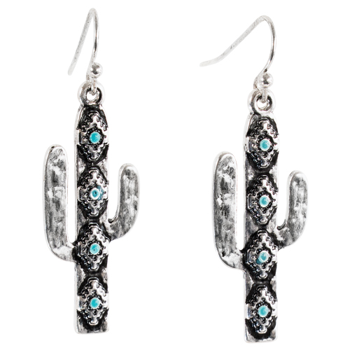 [26105EJ1] JUSTIN LADIES EARRINGS SAGUARO PENDANT