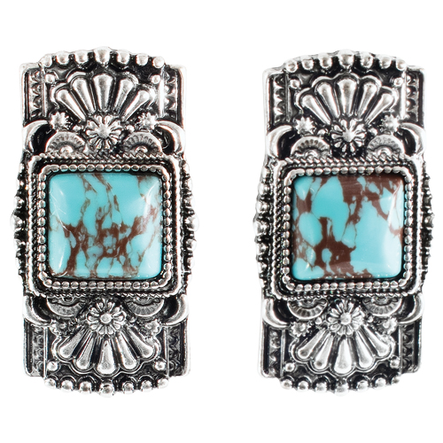 [26107EJ1] JUSTIN LADIES EARRINGS BAR W/TURQ COLORED STONE