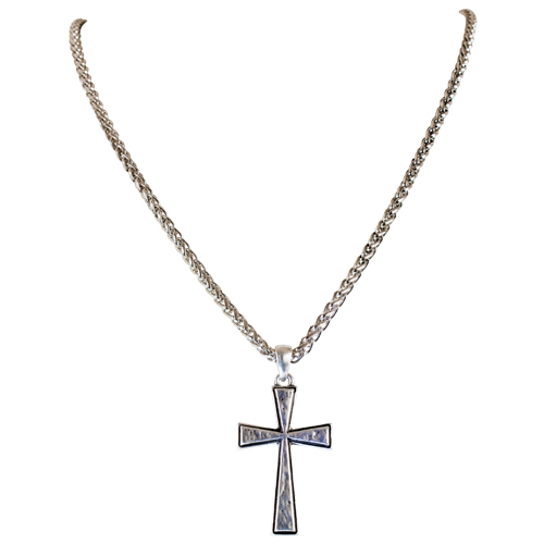[26116NJ1] JUSTIN MENS NECKLACE TEXTURED CROSS