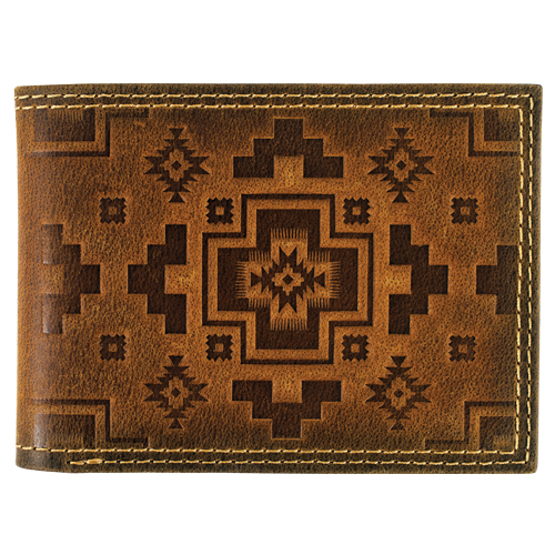 [2610168811] RED DIRT HAT CO BIFOLD WALLET TAN SOUTHWESTERN SQUARE CROSS