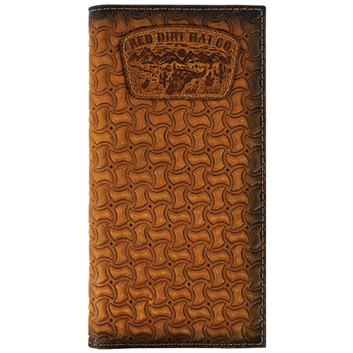 [2610168766] RED DIRT HAT CO MENS RODEO WALLET TAN WINDMILL BASKETWEAVE WITH PATCH