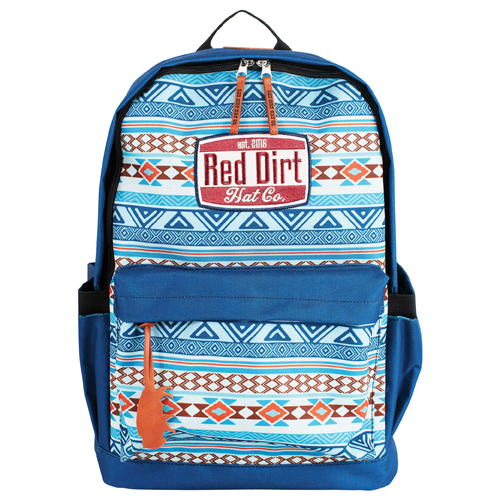 [2610279564] RED DIRT HAT CO BACKPACK BLUE SOUTHWESTERN DESIGN W/PATCH