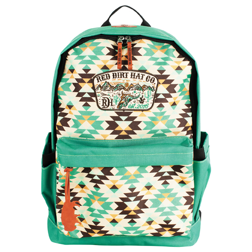 [2610279565] RED DIRT HAT CO BACKPACK TURQUOISE AZTEC DESIGN W/PATCH
