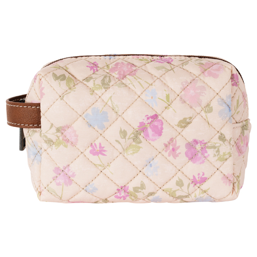 [2622131851] CATCHFLY LADIES QUITLTED COSMETIC POUCH PINK FLORAL  