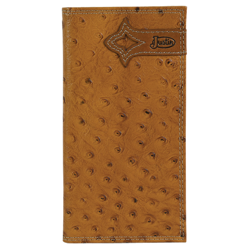 [2122767W3] JUSTIN RODEO WALLET OSTRICH TEXTURE