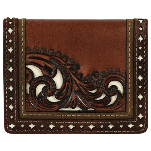 [2122783W1] JUSTIN BI-FOLD CARD WALLET BROWN W/TOOLING