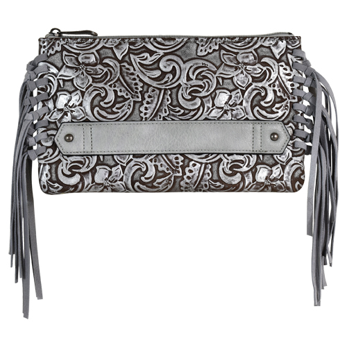 [2176790WHT] JUSTIN CLUTCH SILVER WASH